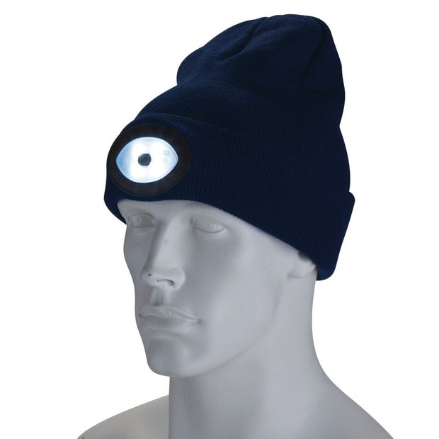 Draper Beanie Hat With Rechargeable Torch 100 Lumens - Navy Blue