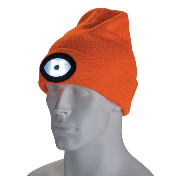 Draper Beanie Hat With Rechargeable Torch 100 Lumens - Hi-Vis Orange