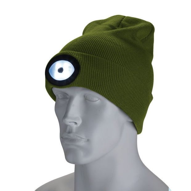 Draper Beanie Hat With Rechargeable Torch 100 Lumens - Green