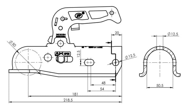 3000Kg Heavy Duty Pressed Steel Hitch - 50mm Coupling