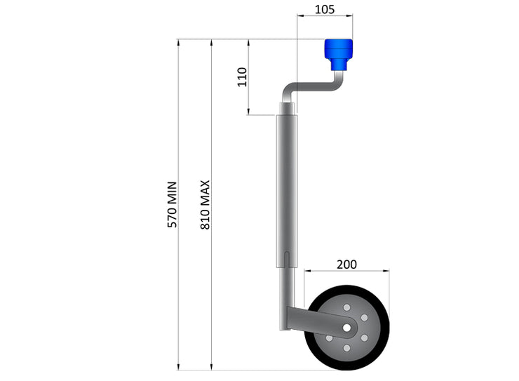 48mm 100Kg Telescopic Jockey Wheel