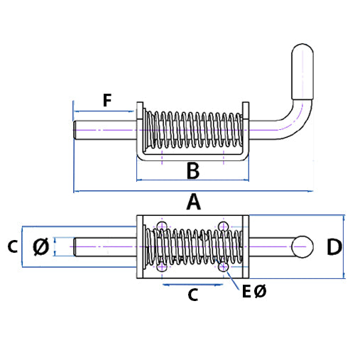 Spring Bolt - 150mm x 10mm