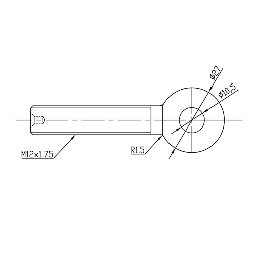 M12 Trailer Ramp Eye-Bolt & Handle Assy - Ifor Williams