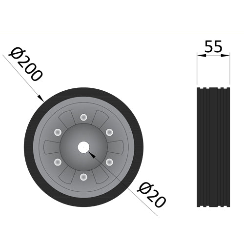 Spare Wheel 200mm x 55mm for 500KG Jockey Wheel