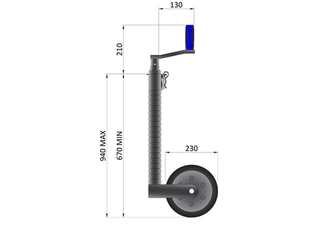 48mm Ribbed Jockey Wheel 750KG Extra H/Duty