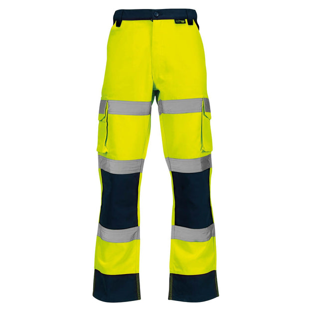 Supertouch Hi Vis 2 Tone Combat Trousers - Yellow / Navy